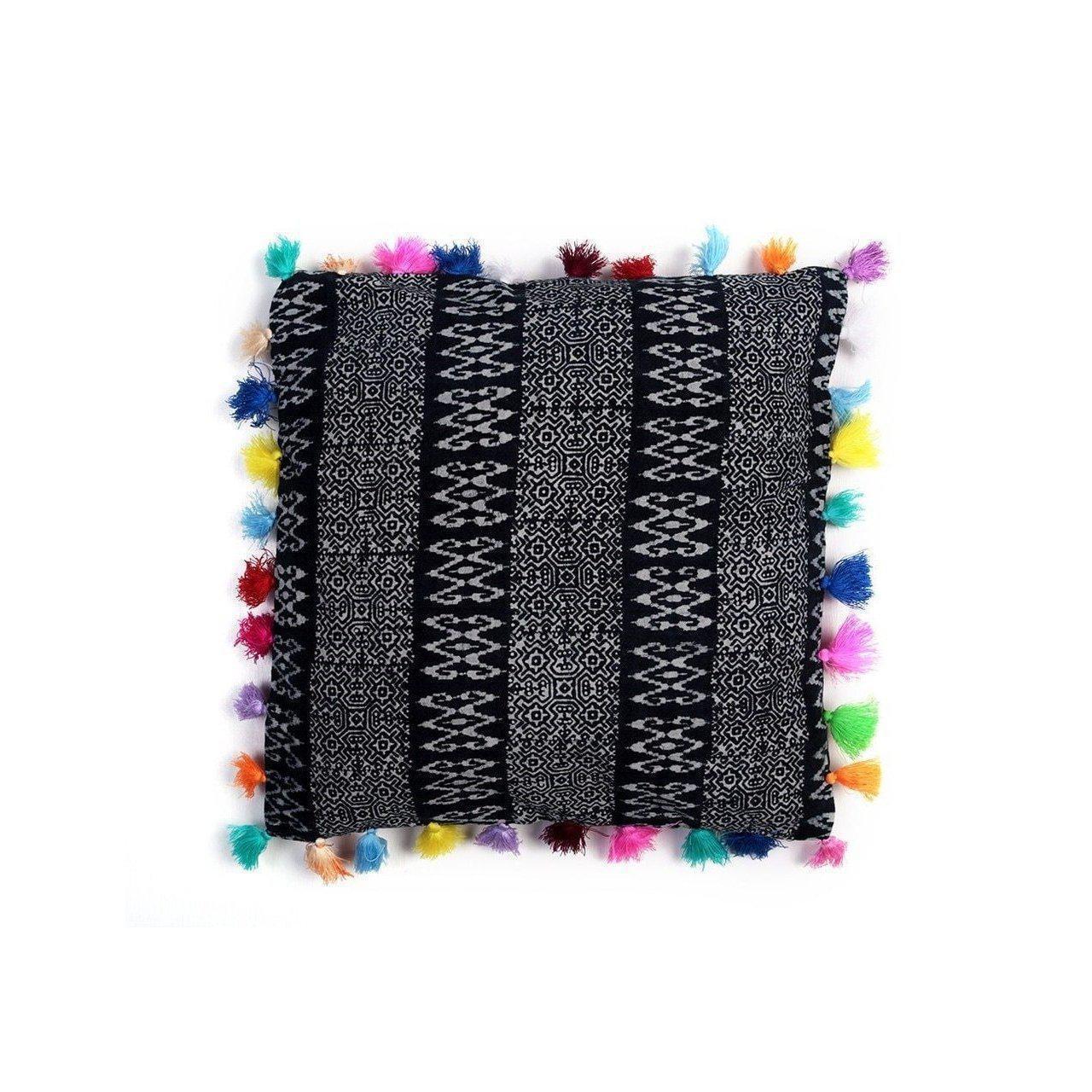 Oasis Multi Tassel Batik Pillow Cover - Thailand Decor La Vie Bien Oasis Multi Tassel Batik Pillow Cover - Thailand
