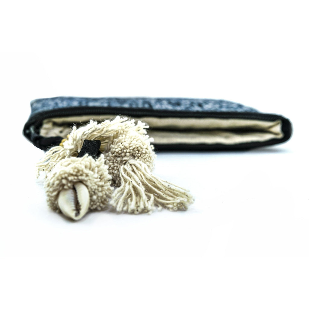 Oasis Stamped Batik Coin Pouch with Tassel - Thailand Bags La Vie Bien Oasis Stamped Batik Coin Pouch with Tassel - Thailand