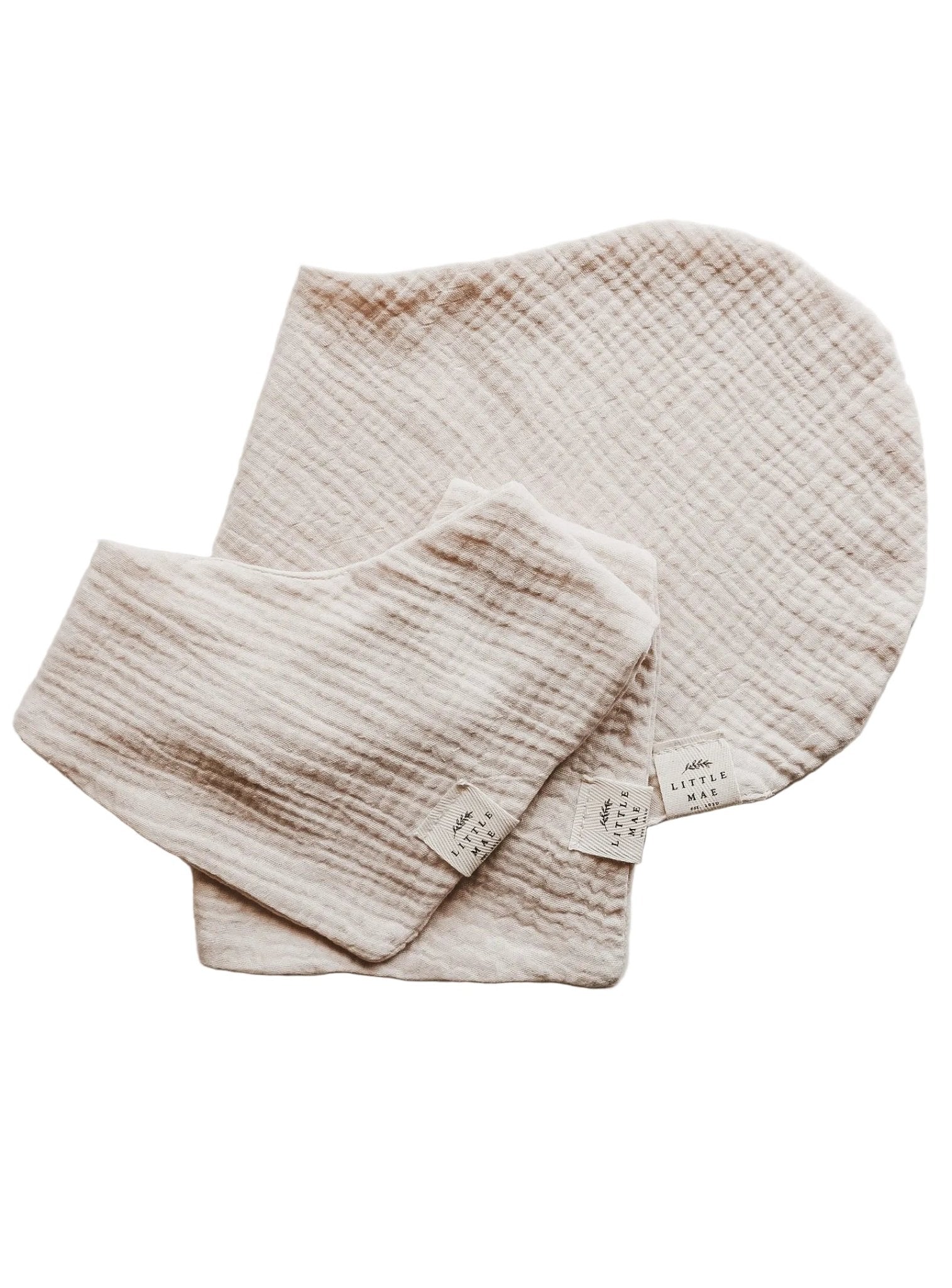 Oat Beige Neutral Baby Bandana Bib Snap Closure La Vie Bien Oat Beige Neutral Baby Bandana Bib Snap Closure