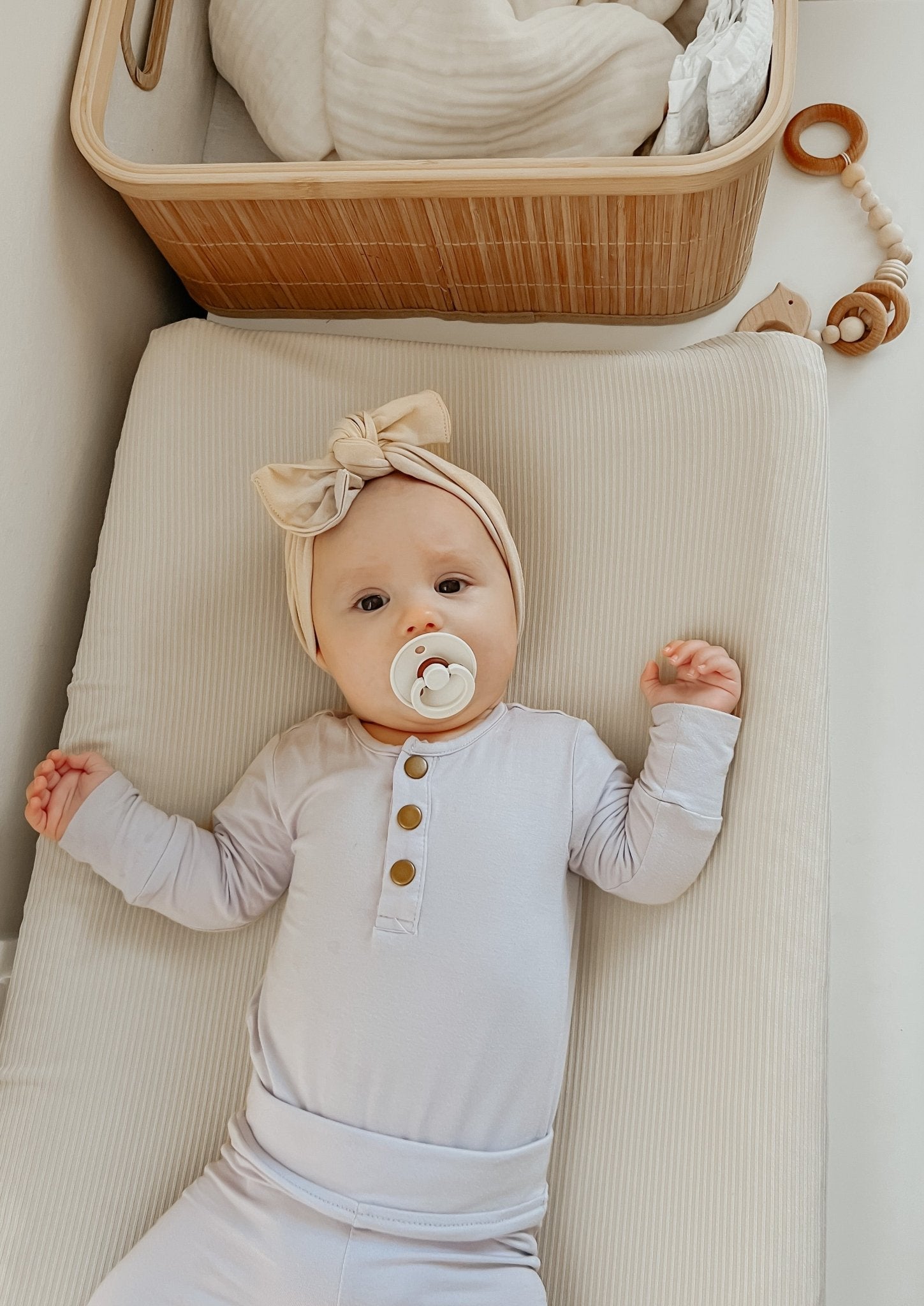 Oat Ribbed Changing Pad Cover La Vie Bien Oat Ribbed Changing Pad Cover