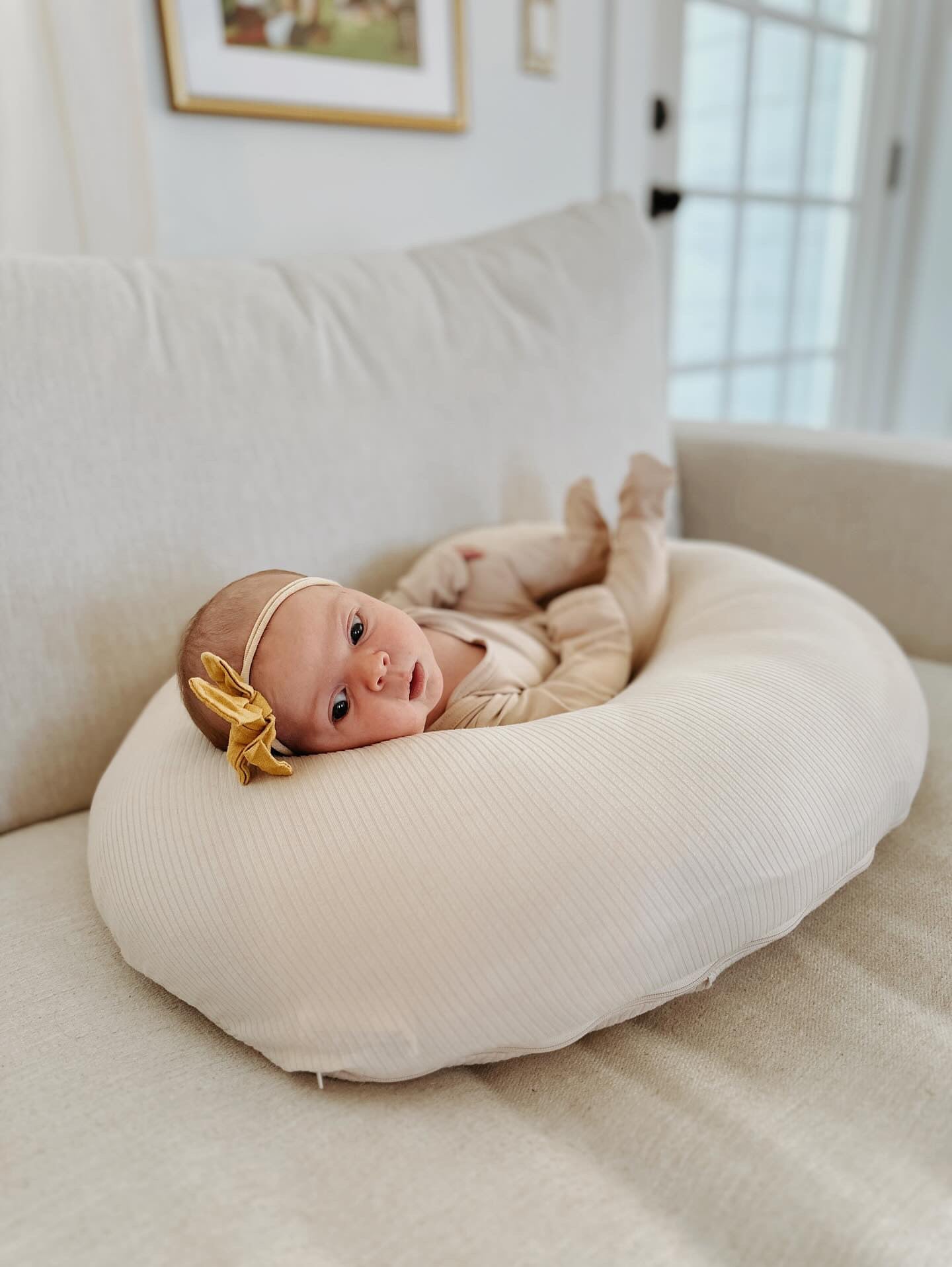 Oat Ribbed Nursing Pillow Cover La Vie Bien Oat Ribbed Nursing Pillow Cover
