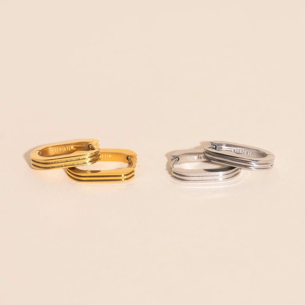 Oblong Line Huggie Hoop Earrings by Oh Clementine