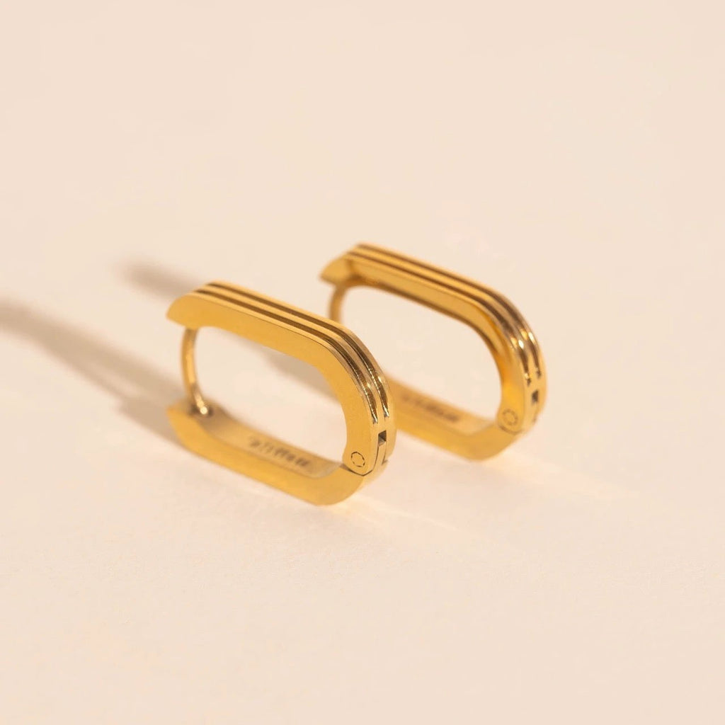 Oblong Line Huggie Hoop Earrings by Oh Clementine