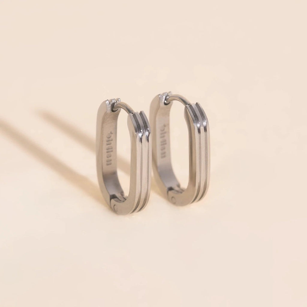 Oblong Line Huggie Hoop Earrings by Oh Clementine