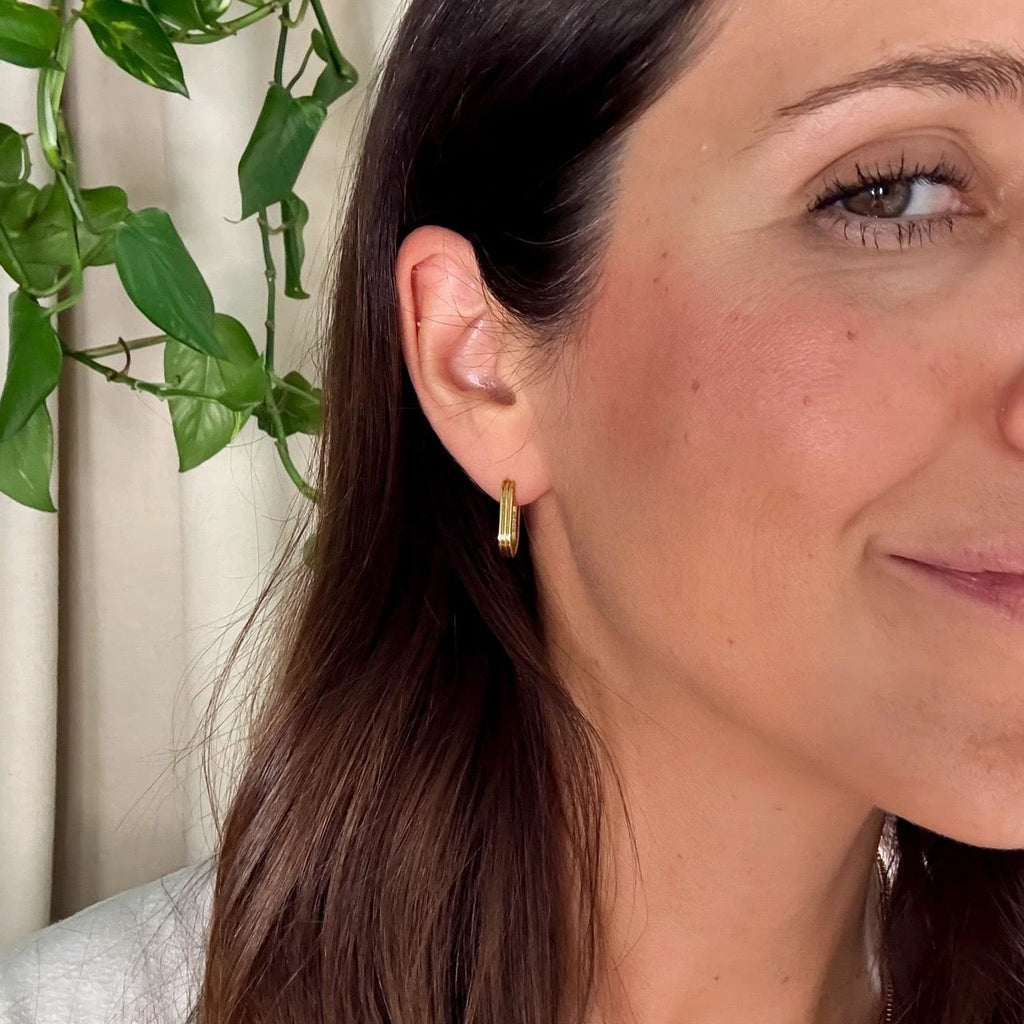 Oblong Line Huggie Hoop Earrings by Oh Clementine