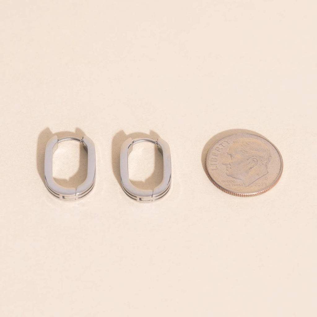 Oblong Line Huggie Hoop Earrings by Oh Clementine