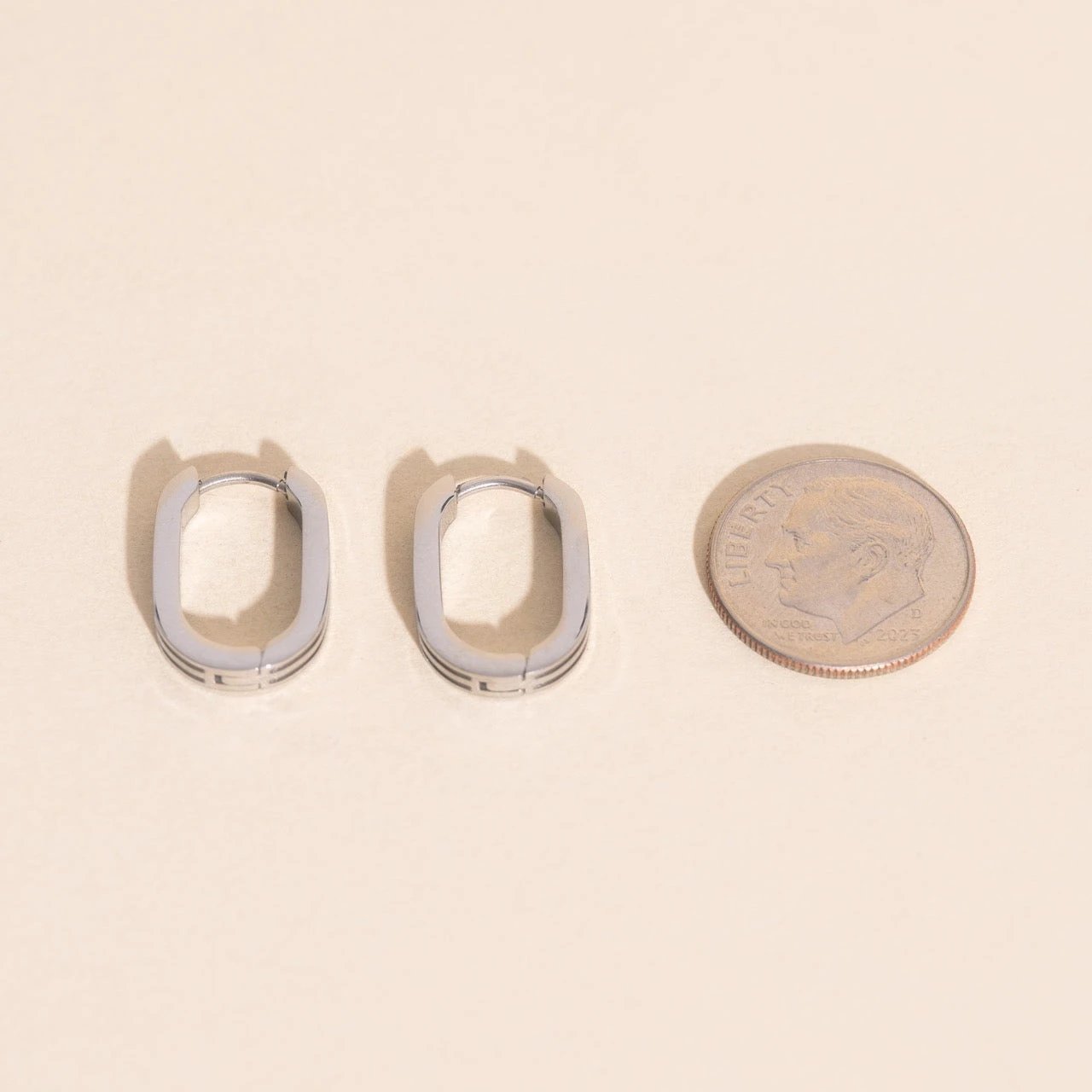 Oblong Line Huggie Hoop Earrings by Oh Clementine