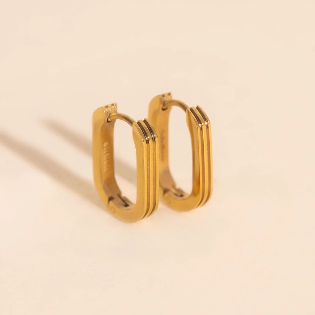 Oblong Line Huggie Hoop Earrings by Oh Clementine