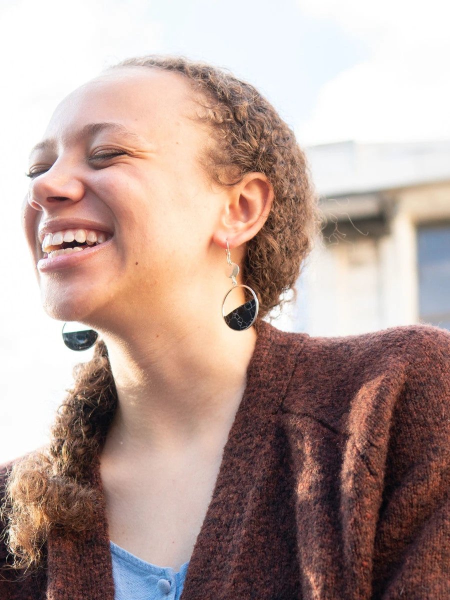 Obsidian Moon Earrings