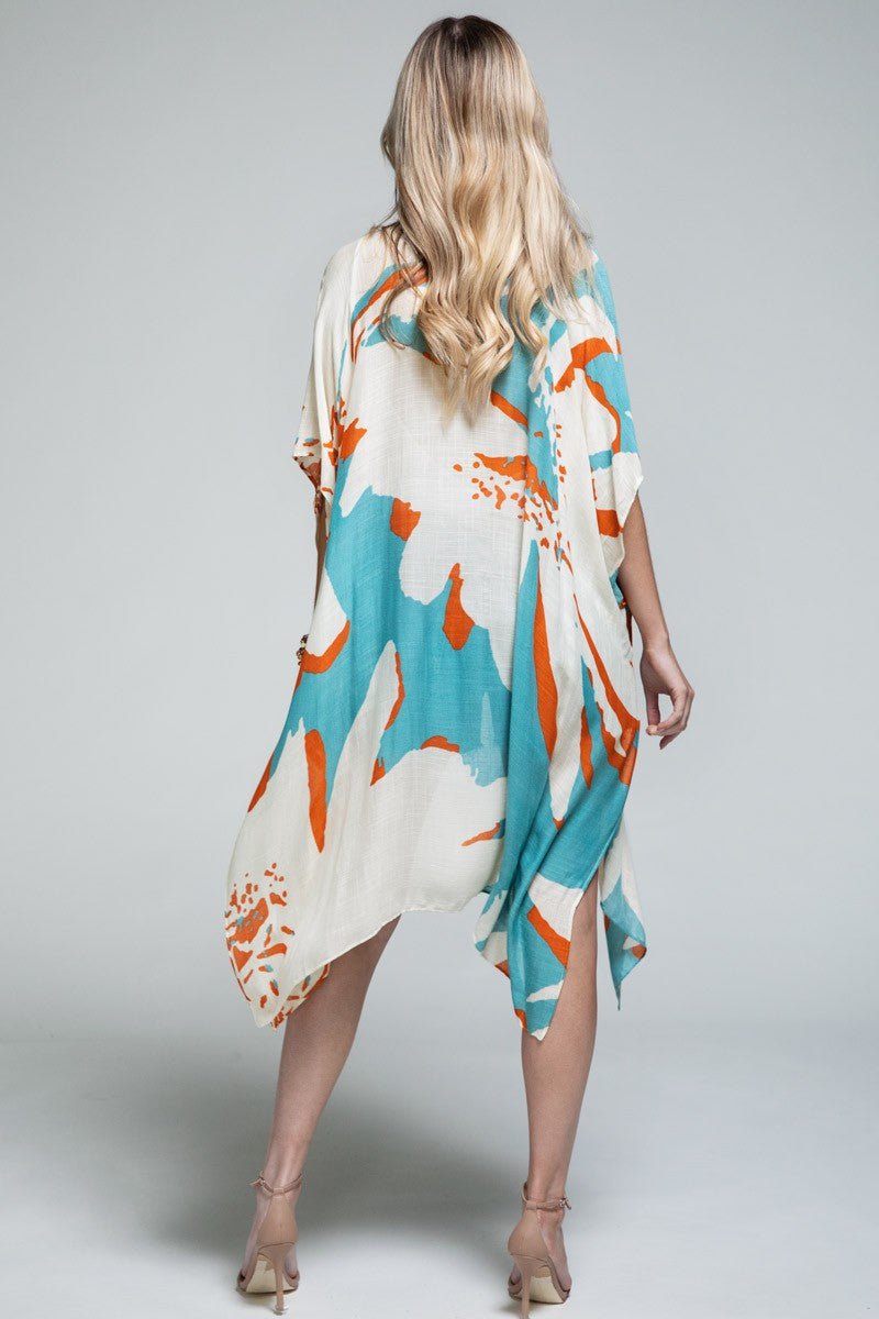 Ocean Bloom Kimono Wrap Aquamarine Clothing La Vie Bien Ocean Bloom Kimono Wrap Aquamarine