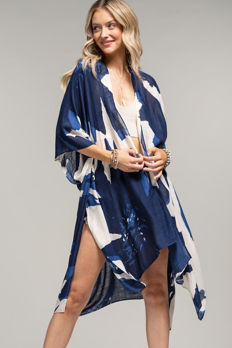 Ocean Bloom Kimono Wrap Navy Clothing La Vie Bien Ocean Bloom Kimono Wrap Navy