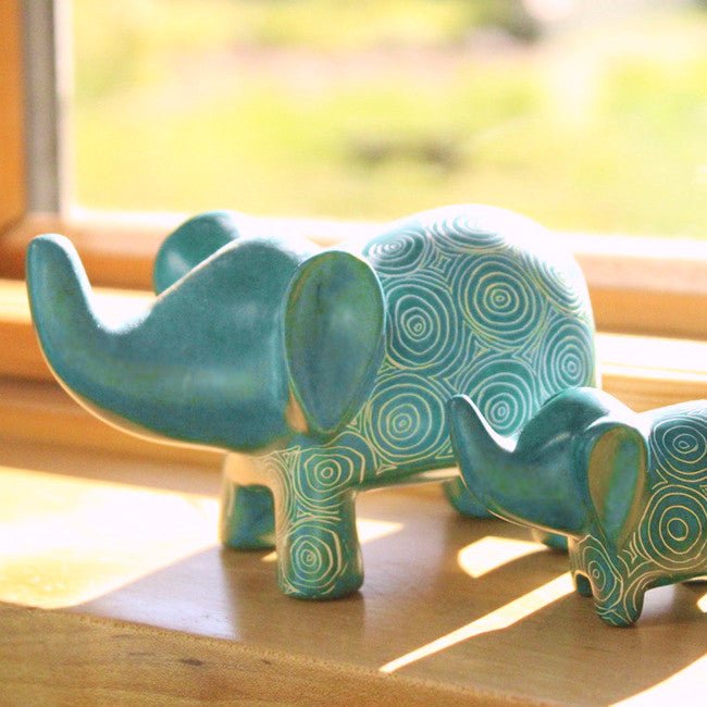 Ocean Green Elephant - Soapstone La Vie Bien Ocean Green Elephant - Soapstone
