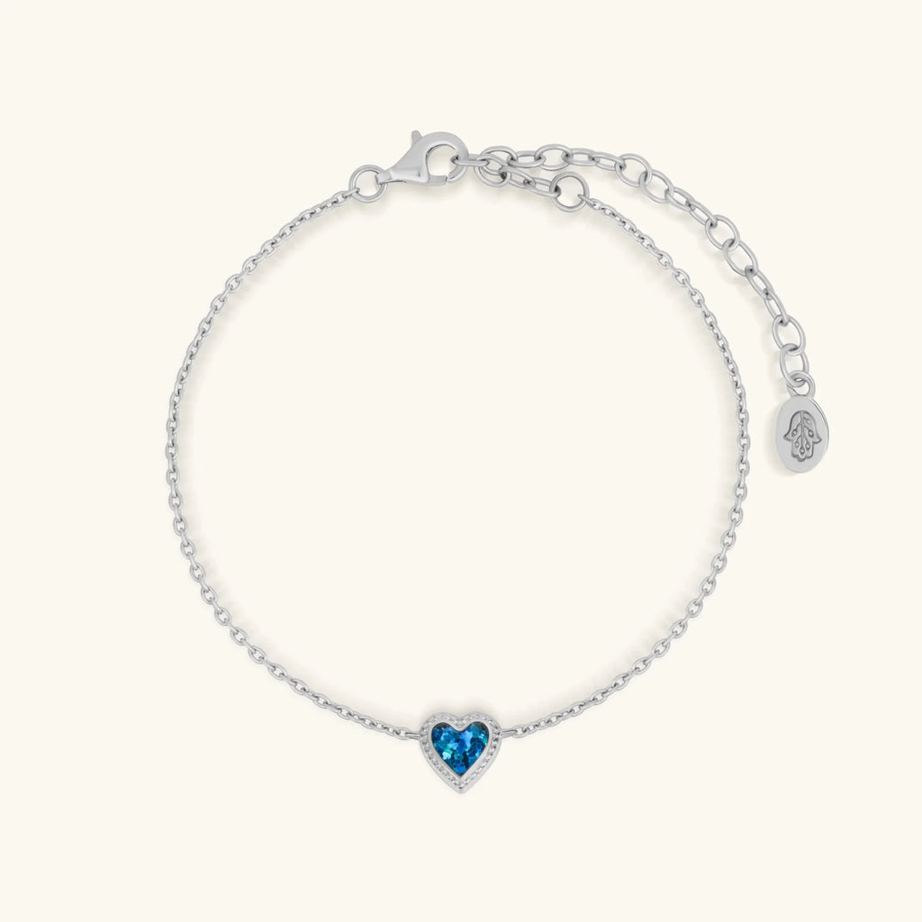 Ocean’s Wisdom Lab Blue Opal Heart Silver Bracelet by Karma and Luck