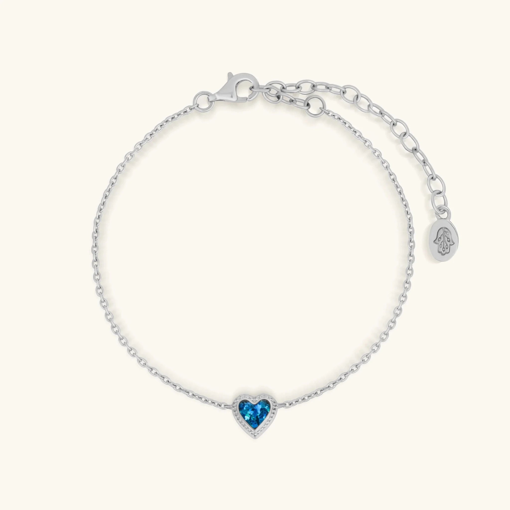 Ocean’s Wisdom Lab Blue Opal Heart Silver Bracelet by Karma and Luck