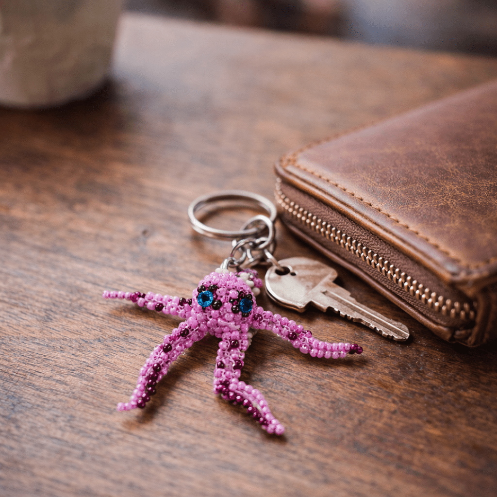 Octopus Seed Bead Hancrafted Keychain - Guatemala Keychains La Vie Bien Octopus Seed Bead Hancrafted Keychain - Guatemala