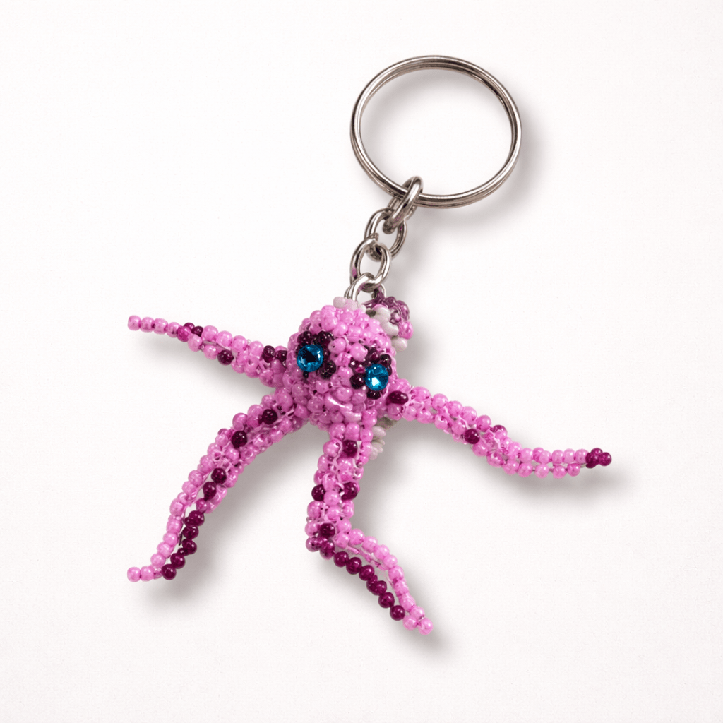 Octopus Seed Bead Hancrafted Keychain - Guatemala Keychains La Vie Bien Octopus Seed Bead Hancrafted Keychain - Guatemala