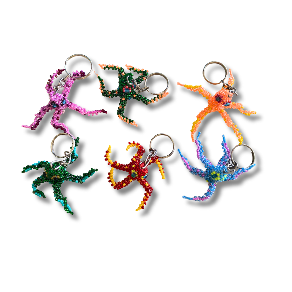 Octopus Seed Bead Hancrafted Keychain - Guatemala Keychains La Vie Bien Octopus Seed Bead Hancrafted Keychain - Guatemala