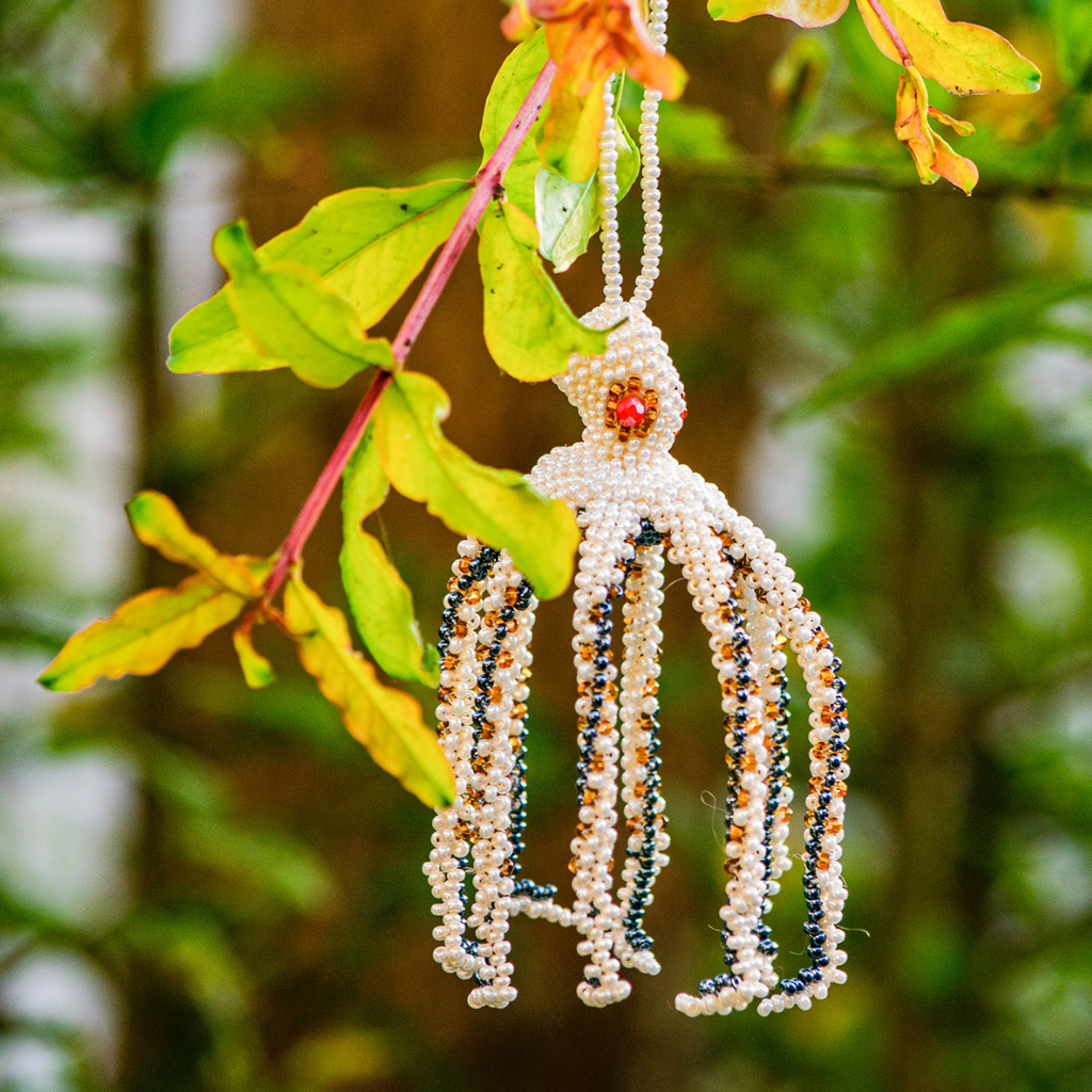 Octopus Seed Bead Ornament - Guatemala Decor La Vie Bien Octopus Seed Bead Ornament - Guatemala