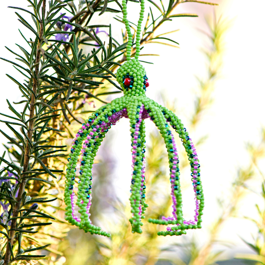 Octopus Seed Bead Ornament - Guatemala Decor La Vie Bien Octopus Seed Bead Ornament - Guatemala