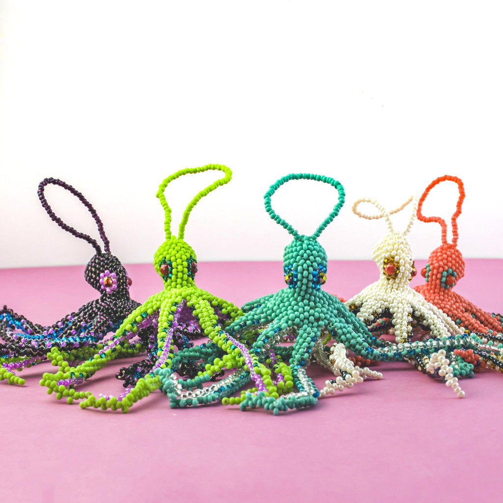 Octopus Seed Bead Ornament - Guatemala Decor La Vie Bien Octopus Seed Bead Ornament - Guatemala