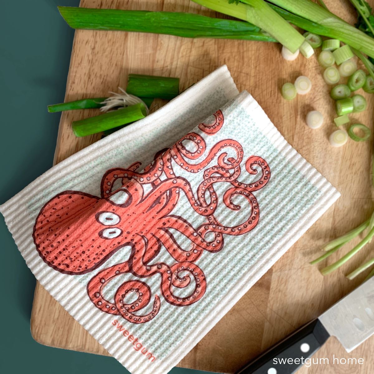 Octopus Swedish Dishcloth | Pink / Coral Swedish Dishcloths La Vie Bien Octopus Swedish Dishcloth | Pink / Coral