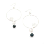 Odalin sterling silver statement earrings with green jade by Alegria Accessories Inc