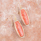 Odyssey Long Orange Sponge Coral Golden Statement Earrings
