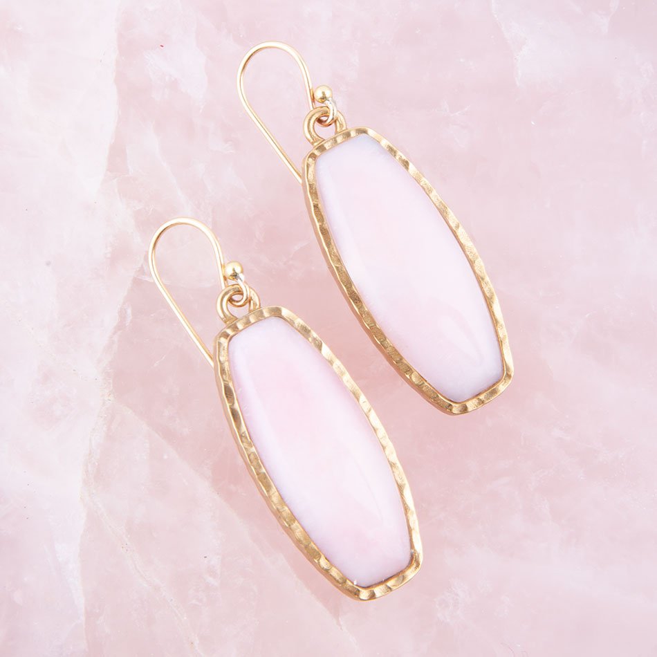 Odyssey Long Pink Opal and Bronze Earrings Earrings La Vie Bien Odyssey Long Pink Opal and Bronze Earrings