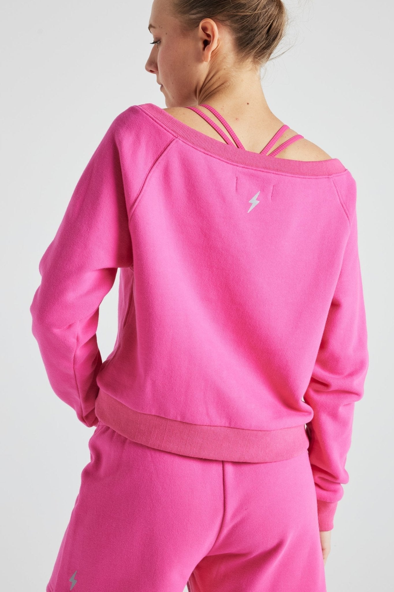 Off Shoulder Sweatshirt in PINK Clothing La Vie Bien Off Shoulder Sweatshirt in PINK
