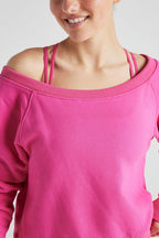 Off Shoulder Sweatshirt in PINK Clothing La Vie Bien Off Shoulder Sweatshirt in PINK