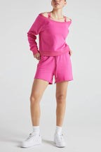 Off Shoulder Sweatshirt in PINK Clothing La Vie Bien Off Shoulder Sweatshirt in PINK