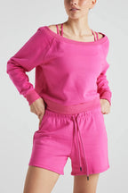 Off Shoulder Sweatshirt in PINK Clothing La Vie Bien Off Shoulder Sweatshirt in PINK