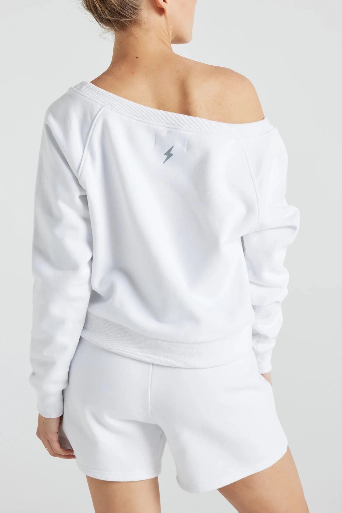 Off Shoulder Sweatshirt in White Clothing La Vie Bien Off Shoulder Sweatshirt in White