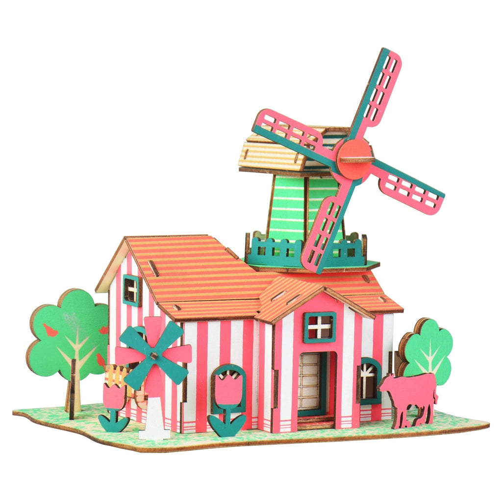 Windmill Model Kit - Wooden Laser-Cut 3D Puzzle (82 Pcs) by BestPysanky