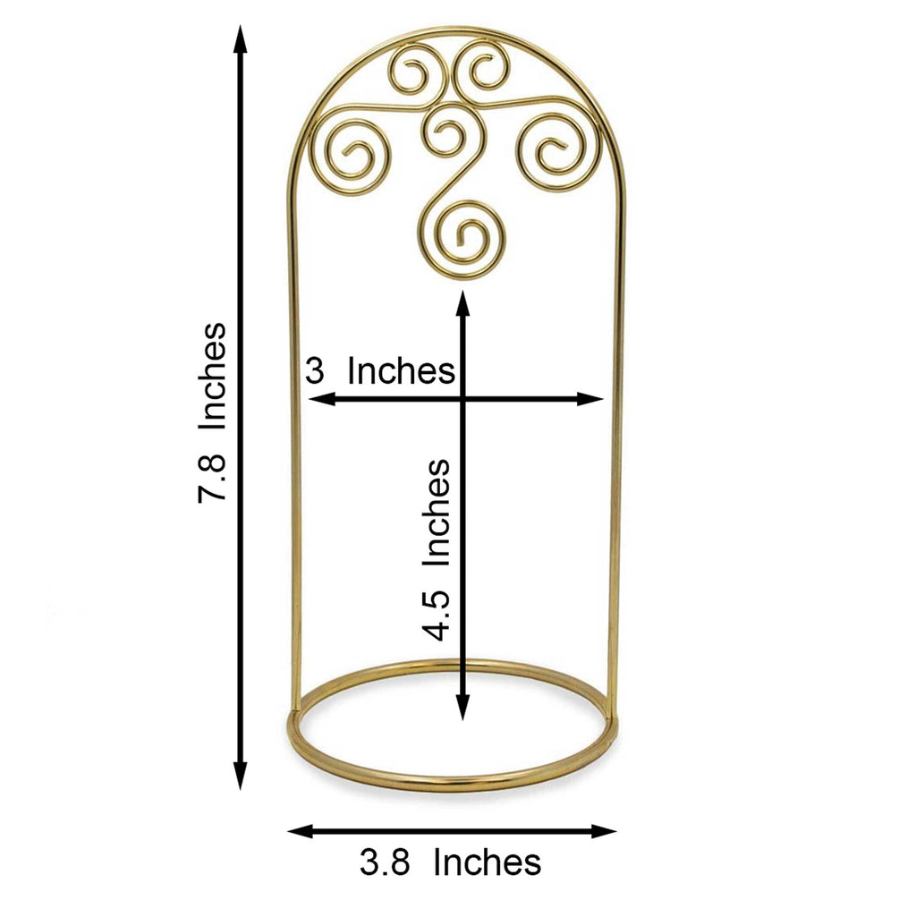 Gold Tone Metal Swirl Arch Ornament Stand Display 7.75 Inches