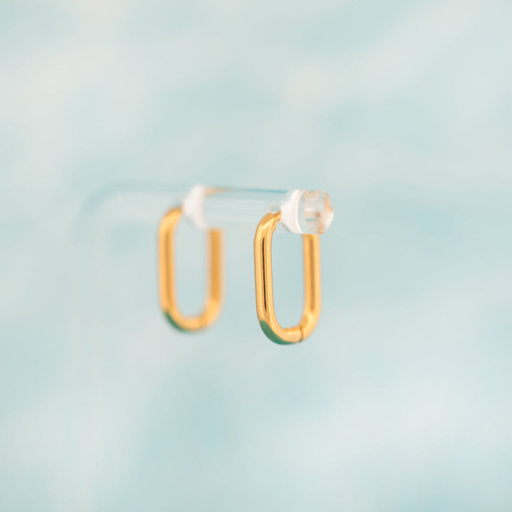 Titanium Rectangle Rounded Huggie Hoop Earrings