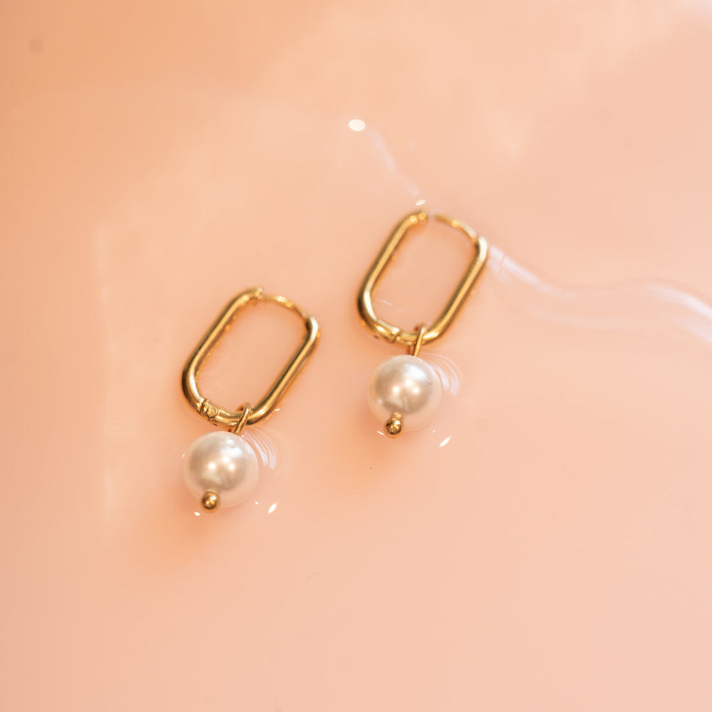 Natural Pearl Huggie Hoop Charms