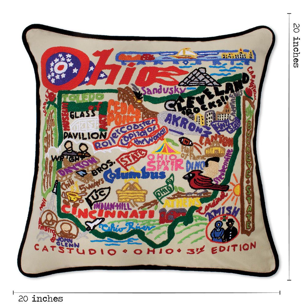Ohio Hand - Embroidered Pillow Pillows La Vie Bien Ohio Hand - Embroidered Pillow
