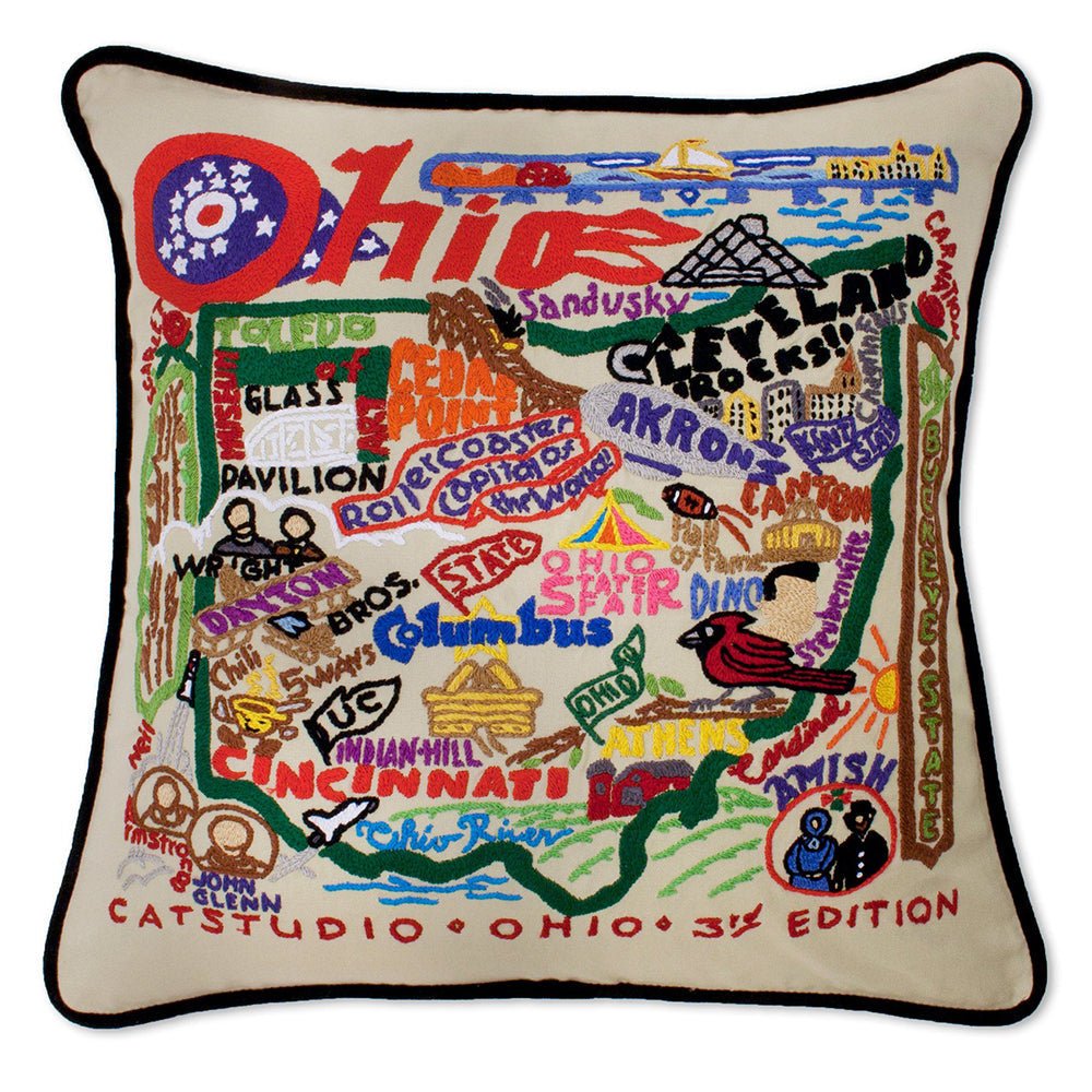 Ohio Hand - Embroidered Pillow Pillows La Vie Bien Ohio Hand - Embroidered Pillow