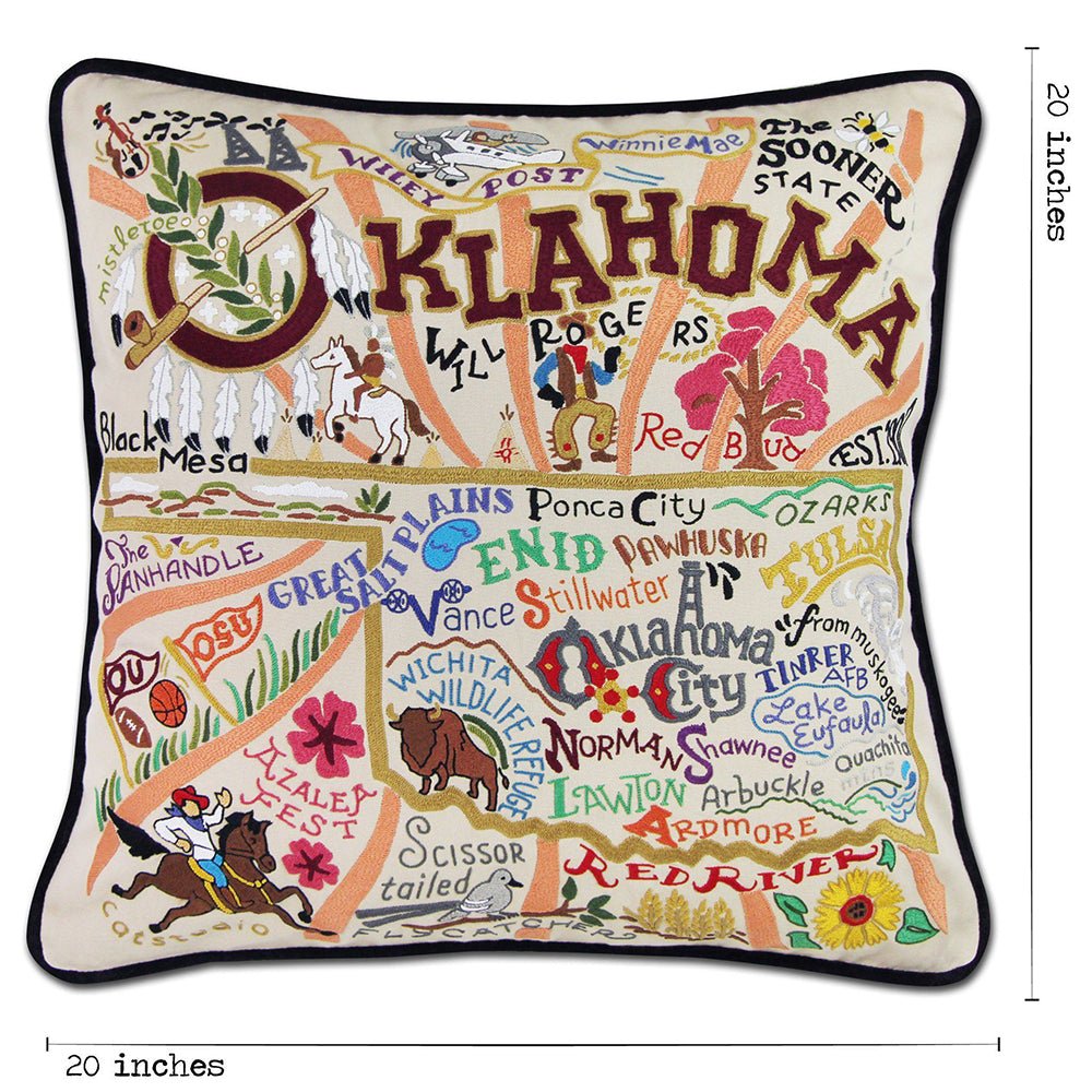 Oklahoma Hand - Embroidered Pillow Pillows La Vie Bien Oklahoma Hand - Embroidered Pillow