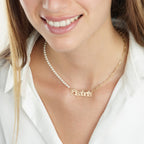Old English Half Pearls Half Paperclip Name Necklace La Vie Bien Old English Half Pearls Half Paperclip Name Necklace