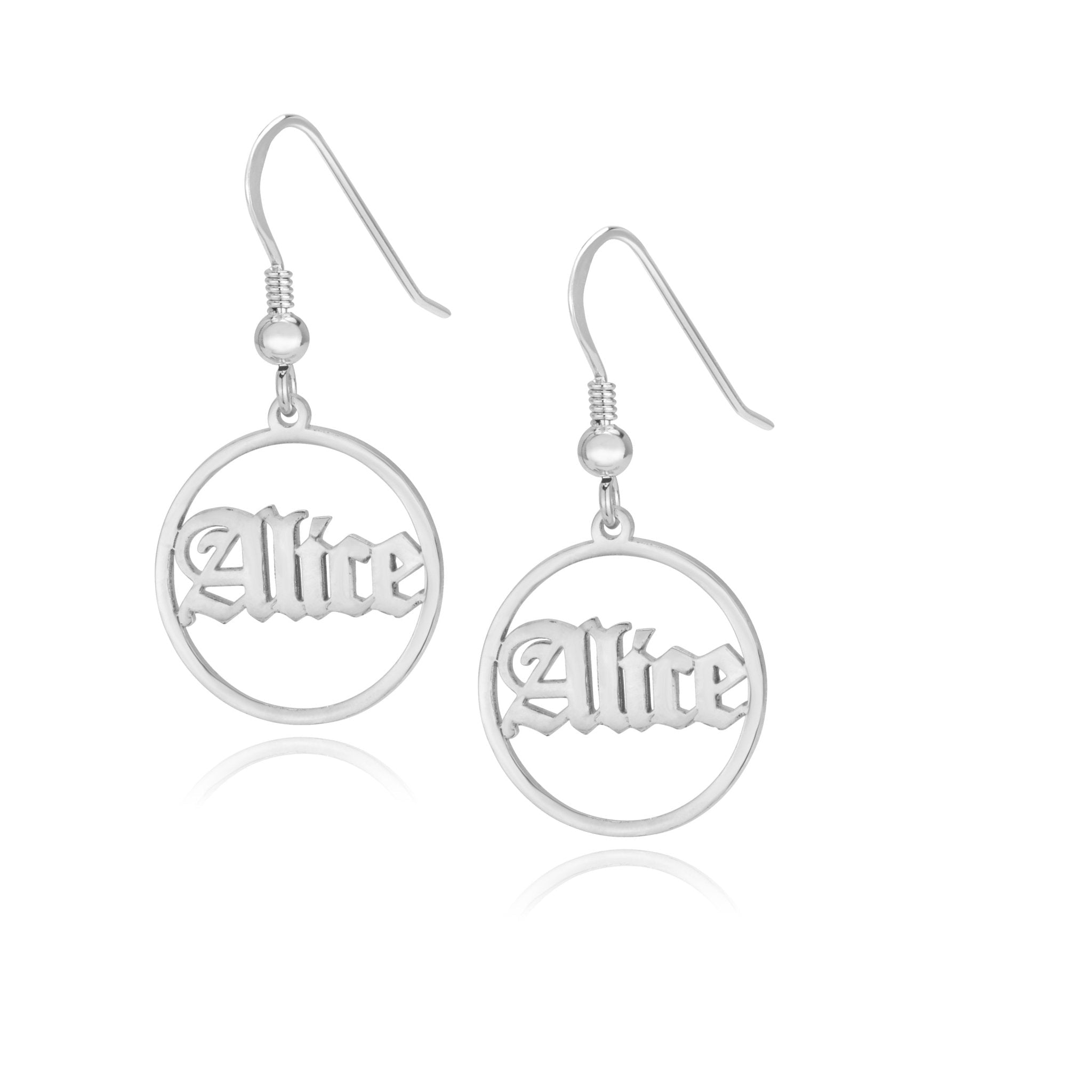 Old English Hoop Name Earrings La Vie Bien Old English Hoop Name Earrings