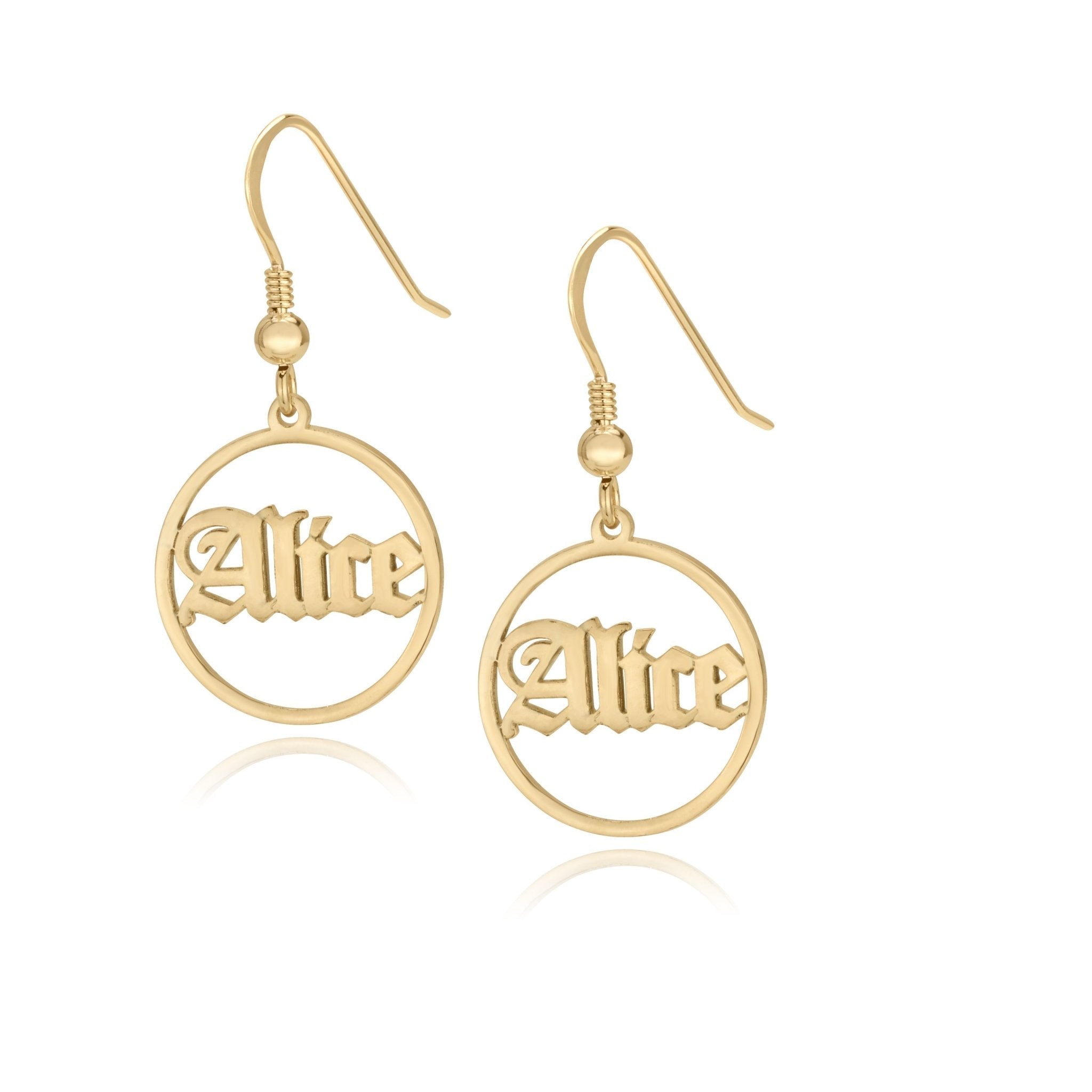 Old English Hoop Name Earrings La Vie Bien Old English Hoop Name Earrings