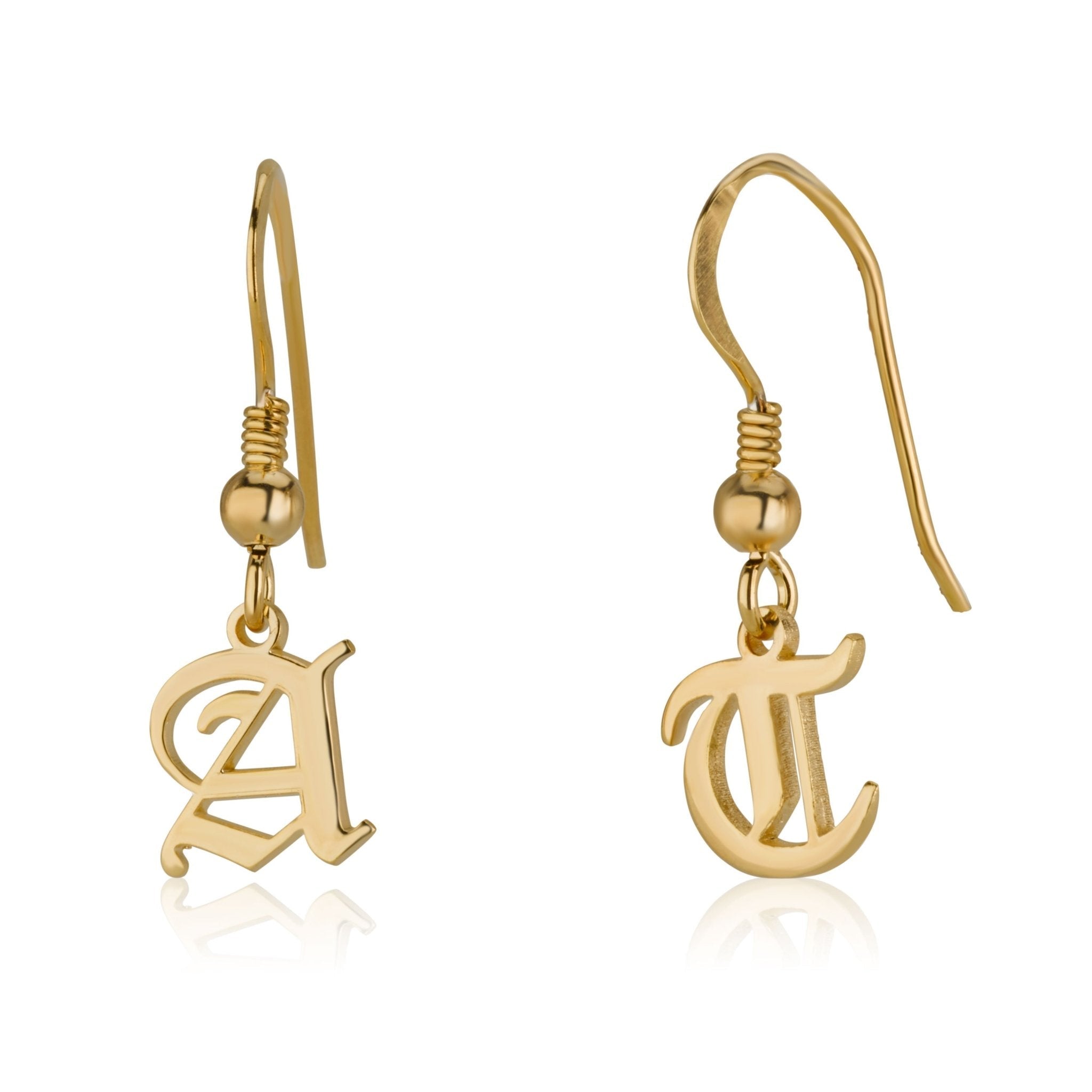 Old English Initial Earrings La Vie Bien Old English Initial Earrings