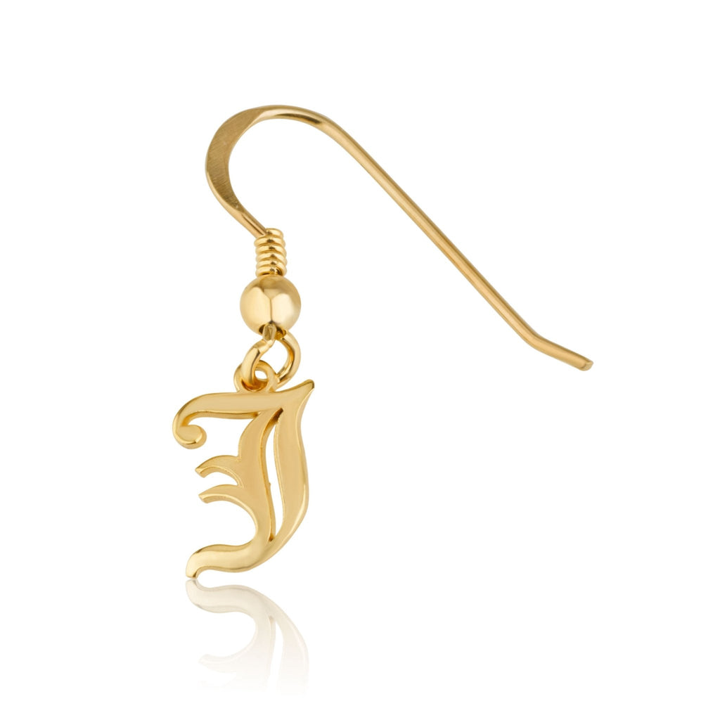 Old English Initial Earrings La Vie Bien Old English Initial Earrings