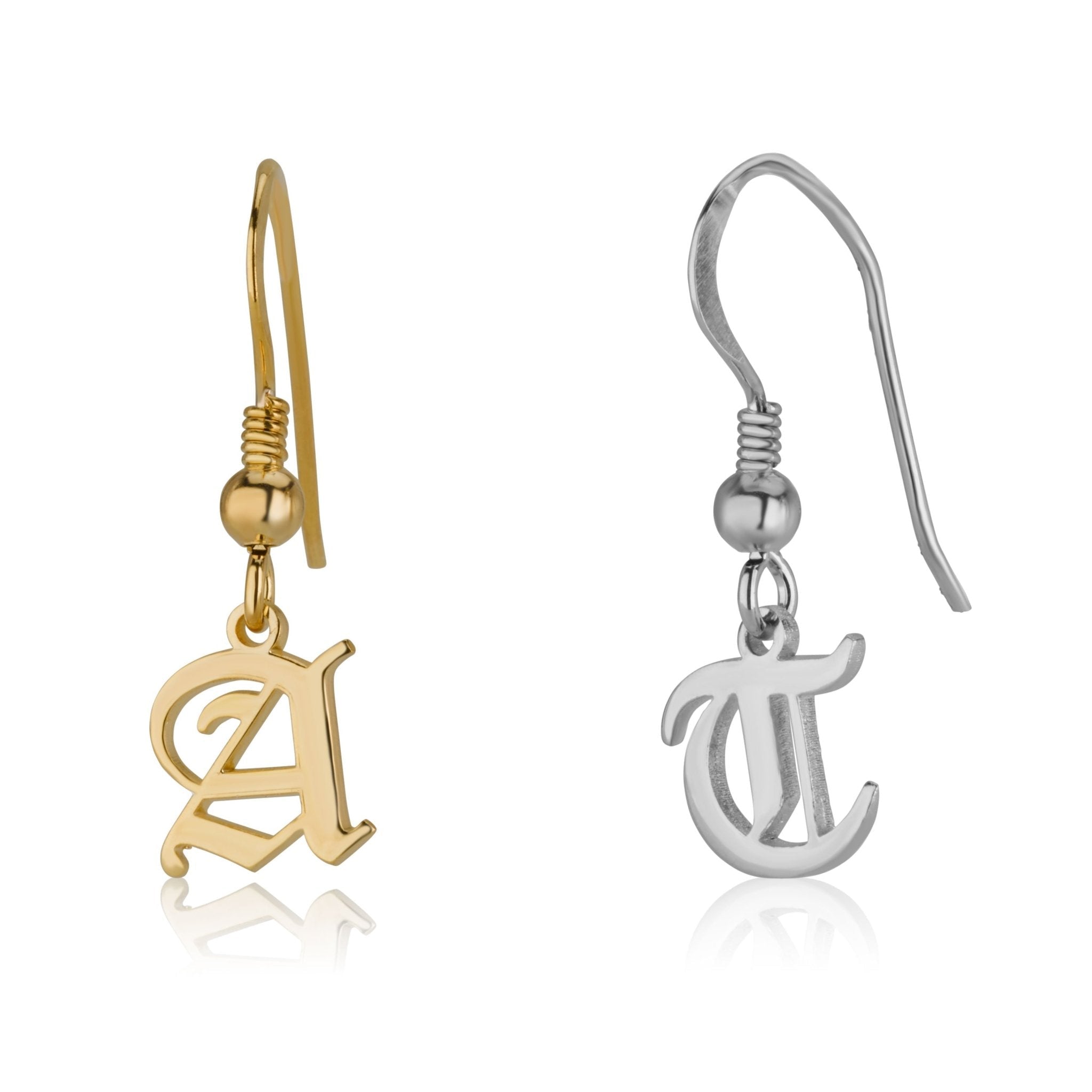 Old English Initial Earrings La Vie Bien Old English Initial Earrings