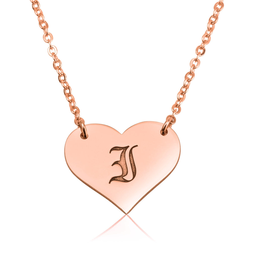 Old English Initial Heart Necklace