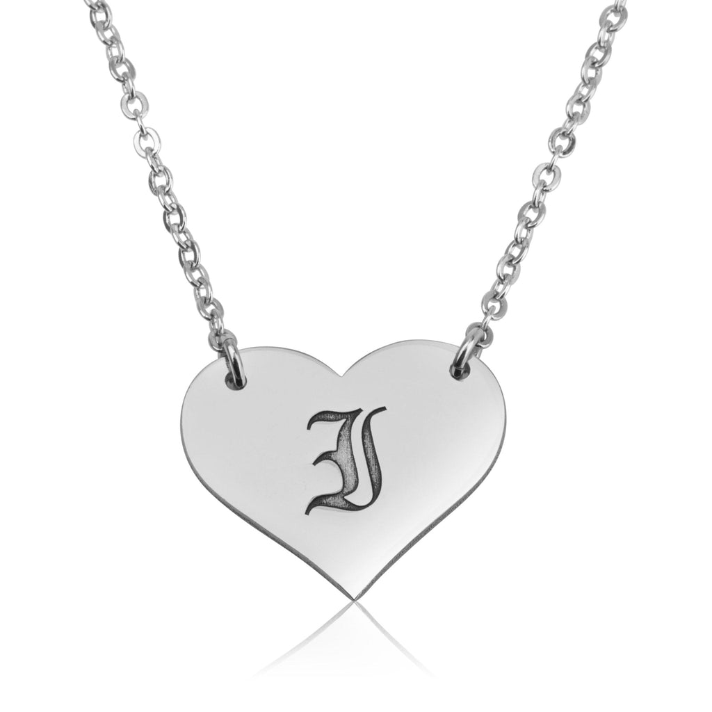 Old English Initial Heart Necklace La Vie Bien Old English Initial Heart Necklace