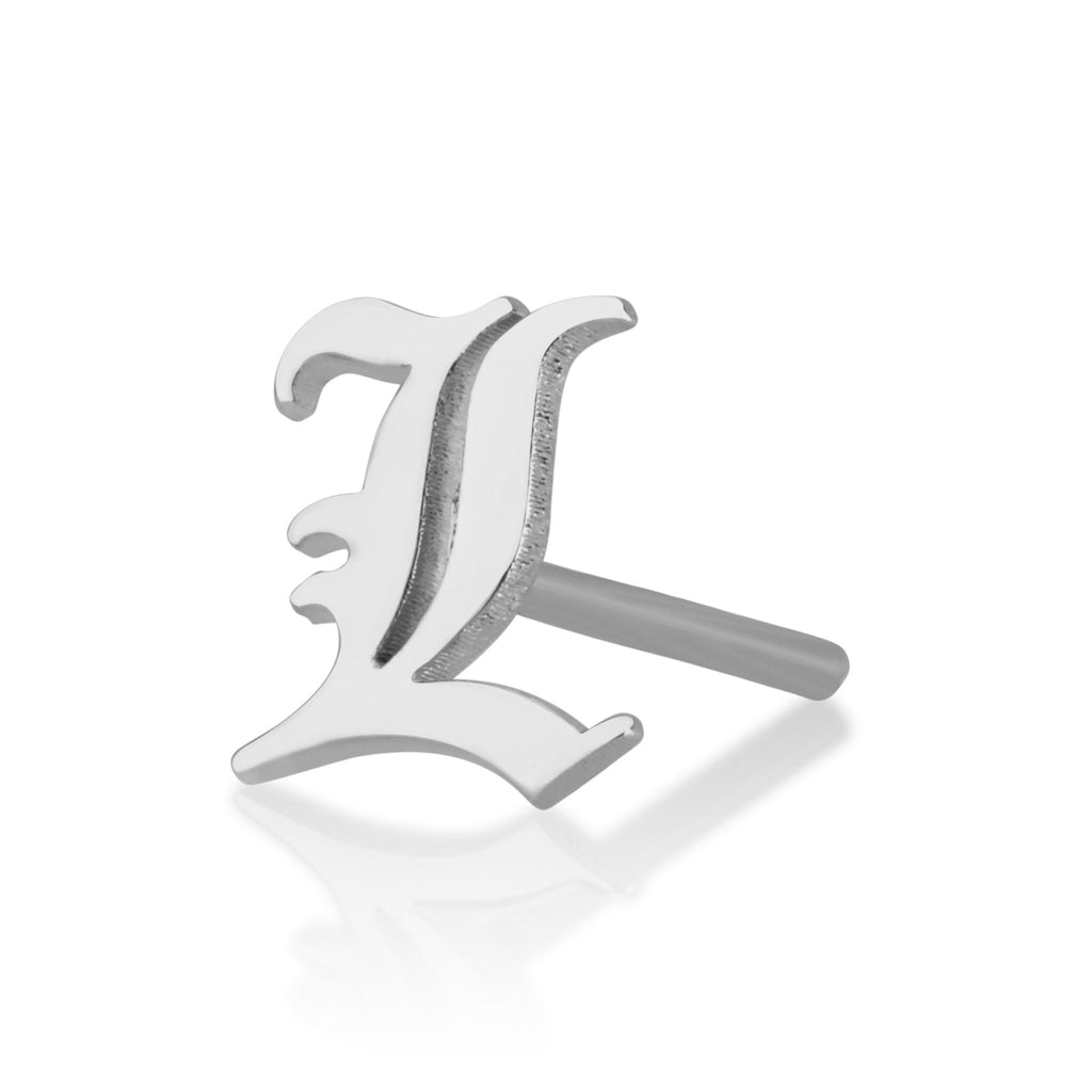 Old English Initial Stud Earrings La Vie Bien Old English Initial Stud Earrings