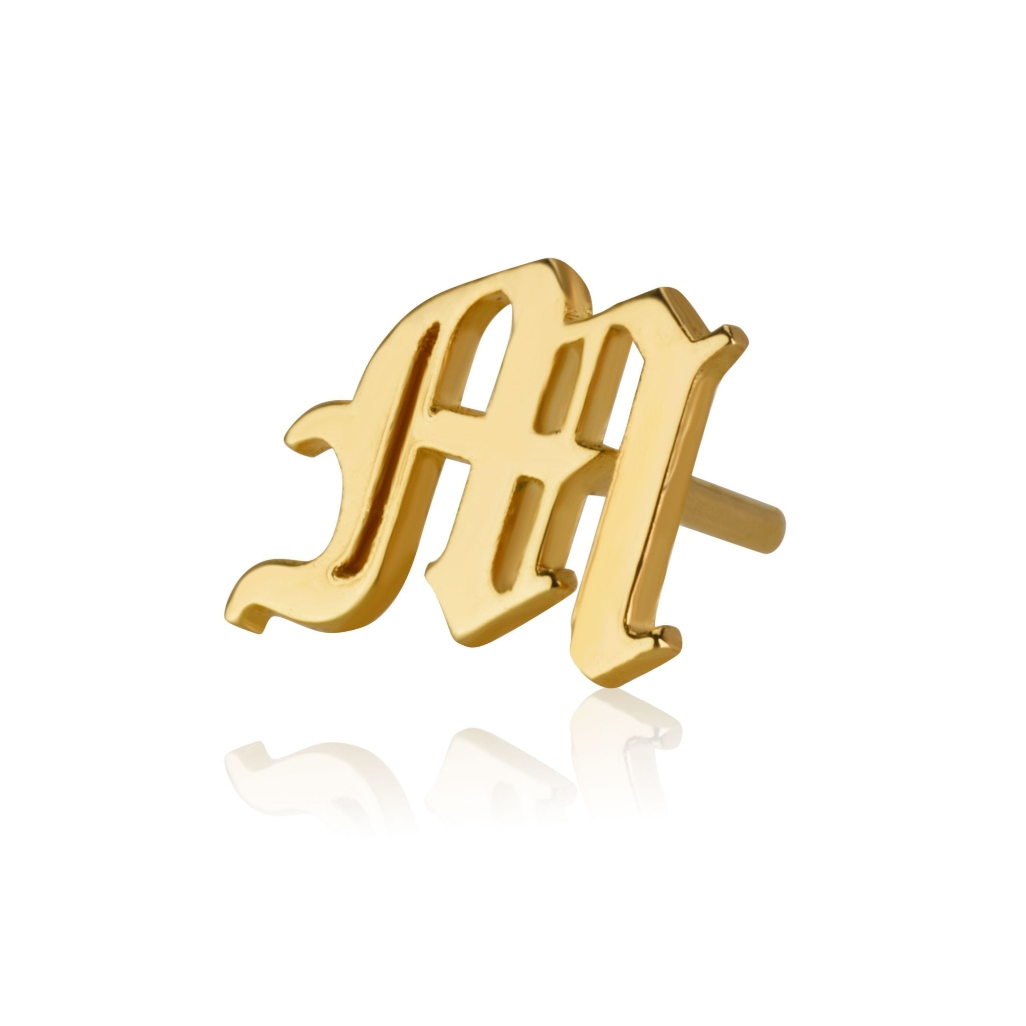Old English Initial Stud Earrings La Vie Bien Old English Initial Stud Earrings